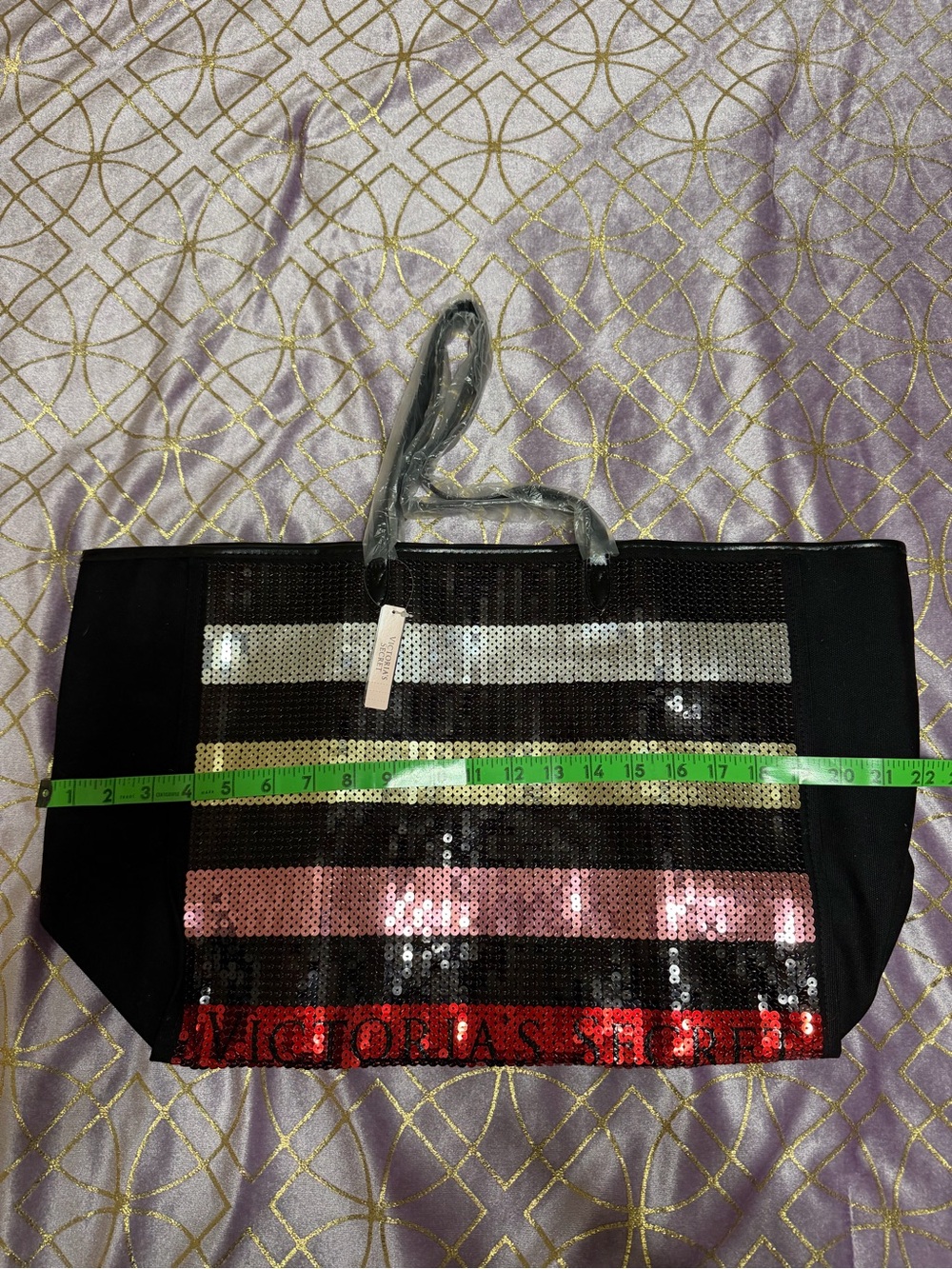 💥 NWT Victoria's Secret Black Sequin Stripe Tote Bag